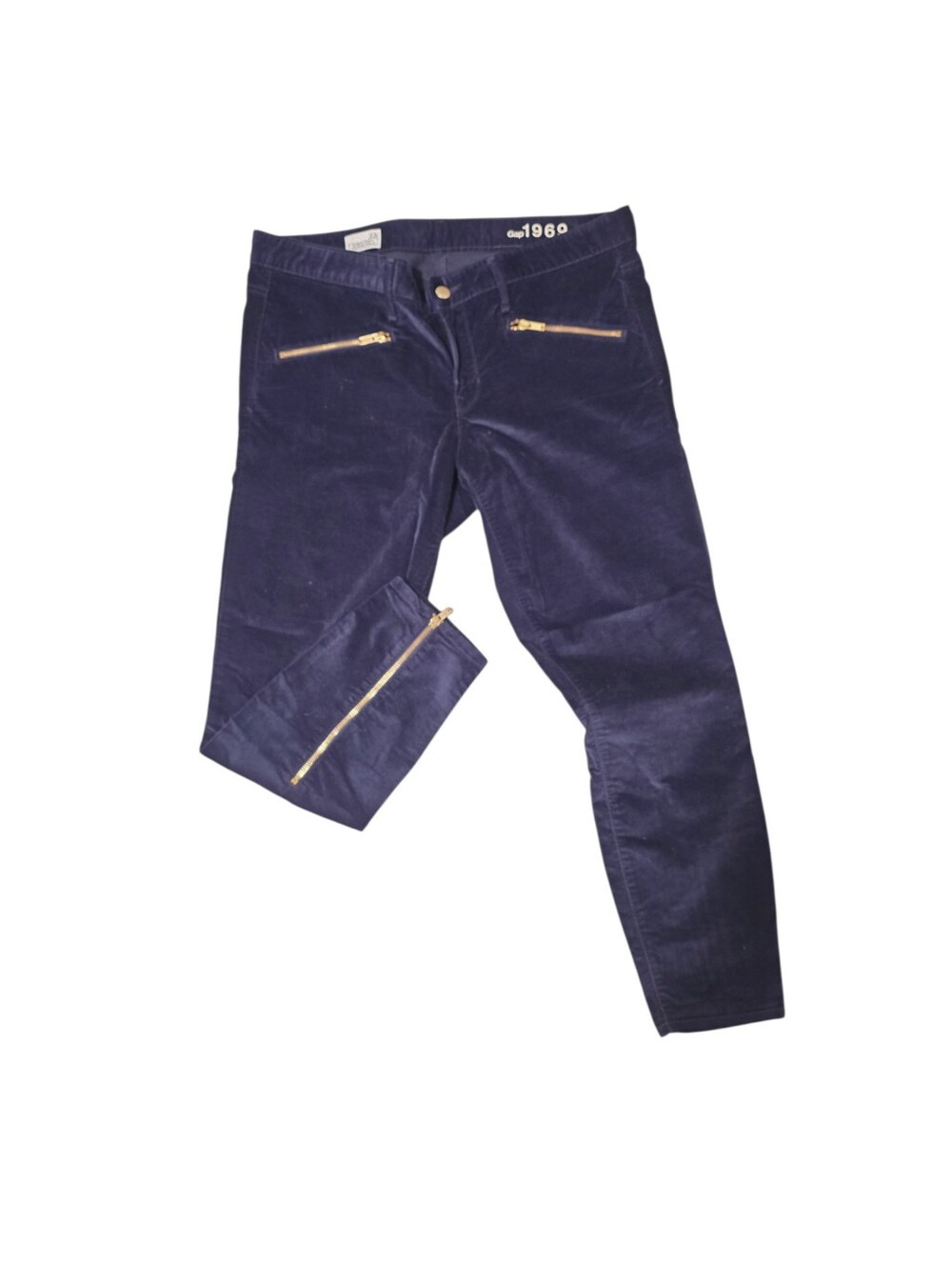 GAP Navy CRUSHED VELVET Zip Pocket Pants